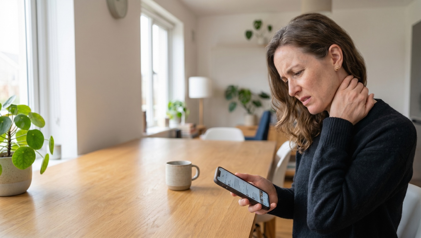Text Neck caused by excessive mobile phone use